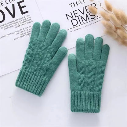 New Men'S Warm Full Finger Gloves Winter Touchscreen plus Fleece Gloves Woman Thickening Wool Knitted Cycling Driving Gloves