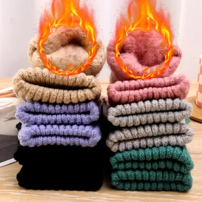 New Men'S Warm Full Finger Gloves Winter Touchscreen plus Fleece Gloves Woman Thickening Wool Knitted Cycling Driving Gloves