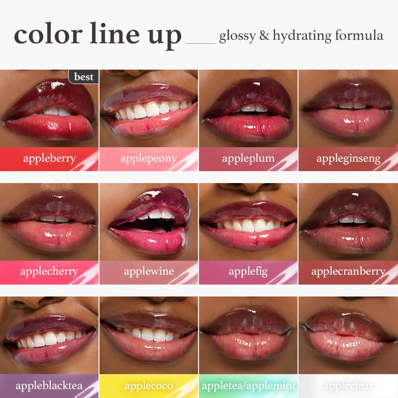 Nooni Korean Apple Lip Oil + Lip Stain | Glossy Lip Stain, Tinting & Long Lasting, Moisturizing Lip Care (13 Options) Hydrate Lipgloss Lipstick Makeup Glossy Hydrating Moisturizer Plump Transfer-Proof